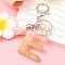 Resin & Acrylic & Faux Suede Tassel Keychain, with Alloy Clasp and Iron Rings, Letter E, 9.5cm
