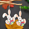 Cute Easter Bunny Rabbit Wooden Dangle Earrings, Colorful, 78x37mm