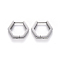Non-Tarnish 304 Stainless Steel Huggie Hoop Earrings, Hexagon, Stainless Steel Color, 14.5x16.5x3mm, Pin: 1mm