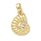 Brass Micro Pave Clear Cubic Zirconia Pendants, Cadmium Free & Nickel Free & Lead Free, Conch Charms, Real 18K Gold Plated, 17.5x12x3.5mm, Hole: 5.5x3mm