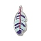 Acrylic Pendants, with Glitter Powder, Feather, Light Cyan, 54.5x21.5x2mm, Hole: 1.8mm