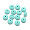 Food Grade Eco-Friendly Silicone Beads, Rondelle, Cyan, 12x6~7mm, Hole: 2mm