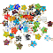 48Pcs Handmade Millefiori Glass Pendants, Star, with 304 Stainless Steel Loop, Mixed Color, 12.5mm, Hole: 2mm