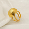 304 Stainless Steel Adjustable Cuff Rings, Half Round, for Women, Golden, 4.5~20mm