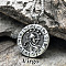Flat Round with Engraved Twelve Constellation Alloy Pendant Necklace for Women Men, Antique Silver, Virgo, 23.62 inch(60cm)