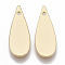 Brass Pendants, Nickel Free, Teardrop, Real 18K Gold Plated, 19x7x1mm, Hole: 1mm