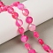 Natural Banded Agate Beads Strands, Faceted Pentagonal Cut, Dyed & Heated, Flat Round, with Seed Beads, Hot Pink, 10x10x6mm, Hole: 1mm, about 33pcs/strand, 15.75''(40cm)