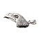 316 Surgical Stainless Steel Pendants, with Rhinestone, Eagle Head Charm, Antique Silver, 40.5x24.5x9mm, Hole: 8.5x4.5mm