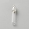 Clear Glass Long Bottle Pendants, with Alloy Cap and Rubber, Column, Silver, 32x7mm, Hole: 2.1mm