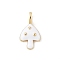 Brass Enamel Pendants, Golden, Mushroom, 18x9.5x2.5mm, Hole: 4.5x3mm