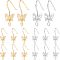 32Pcs 2 Colors Brass Earring Hooks, Ear Wire, with Loop, Nickel Free, Butterfly, Platinum & Golden, 20x8mm, Hole: 2.5mm, 22 Gauge, Pin: 0.6mm, 16pcs/color