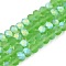 Transparent Glass Beads Strands, Faceted, Frosted, Half AB Color Plated, Rondelle, Green, 6x4.5mm, Hole: 1.4mm, about 80~85pcs/strand, 38~40cm