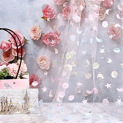 Ткань из полиэфирной марли с узором «луна-звезда»&nbsp;AJEW-WH20011-74