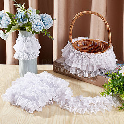 5 ярд 3-слойная плиссированная кружевная отделка из полиэстера и шифона&nbsp;OCOR-WH0082-01A