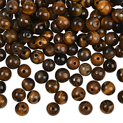 100 шт. круглые бусины из натурального тигрового глаза&nbsp;G-SP0001-21B