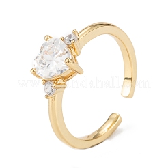 Латунные микро проложить манжеты кольца кубического циркония&nbsp;RJEW-D112-04G