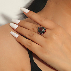 Кольца из цинкового сплава со стразами и смолой&nbsp;FS-WGCEC00-03