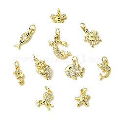 10 шт. 10 стиля латунные подвески с микропаве и кубическим цирконием&nbsp;KK-CJ0003-56