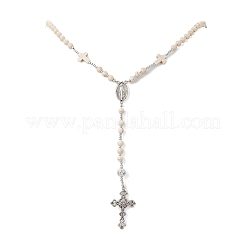 Ожерелье из четок из натуральной лавы и синтетической бирюзы&nbsp;NJEW-JN04237-02