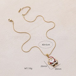 Рождественские ожерелья с подвеской Санта-Клауса из нержавеющей стали 304 с красной эмалью&nbsp;RP2300