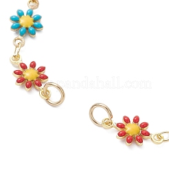 Изготовление браслета-цепочки с латунной эмалью в виде цветка ромашки&nbsp;AJEW-JB01438-02