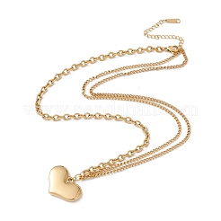 Колье с подвеской-сердечком и цепочками-кабелями&nbsp;NJEW-G074-56G