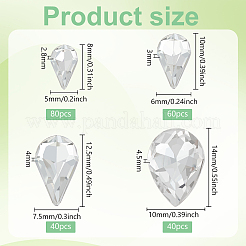 220 шт. 4 стильных стеклянных кабошона со стразами&nbsp;GLAA-FG0001-12