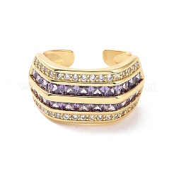 Открытое кольцо-манжета с несколькими линиями кубического циркония&nbsp;RJEW-P035-08G