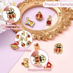 8 шт. 8 стиля эмалевых подвесок из нержавеющей стали 304&nbsp;STAS-CJ0003-08