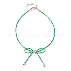 Ожерелья с подвесками из стеклянных семян для женщин&nbsp;NJEW-MZ00031-04