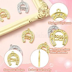 6 шт. 2 цвета латунные подвески с микропаве и кубическим цирконием&nbsp;KK-CJ0003-39