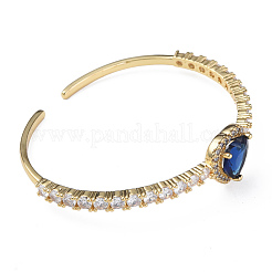 Кубический цирконий сердце открытая манжета браслет&nbsp;BJEW-N012-031B