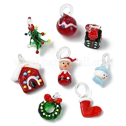 8 шт. 8 стиля рождественских тем подвески ручной работы в стиле лэмпворк&nbsp;LAMP-CJ0002-68