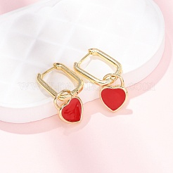 Латунные серьги-кольца в форме сердца&nbsp;EJEW-C174-04G