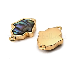 Подвески-соединители для рук из натуральной ракушки пауа с хамсой&nbsp;KK-G538-44G