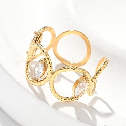 Кольца из нержавеющей стали 304 с микропаве из кубического циркония&nbsp;RJEW-D310-03G