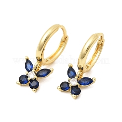 Серьги-кольца с бабочками из латуни с микропаве из кубического циркония&nbsp;EJEW-H180-16G