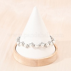 Теннисные браслеты из платиновой латуни с микропаве из кубических цирконий и пластикового жемчуга&nbsp;BJEW-B160-16P