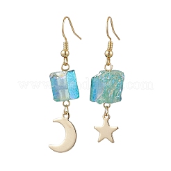 Серьги с подвесками из натурального кварца с гальваническим покрытием&nbsp;EJEW-TA00567