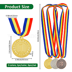 3шт. 3-х цветная медаль из сплава&nbsp;AJEW-FH0005-80