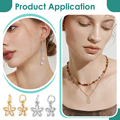 10 шт. подвески-цветы из латуни с паве из прозрачного кубического циркония в двухцветной стойке&nbsp;KK-BC0015-24