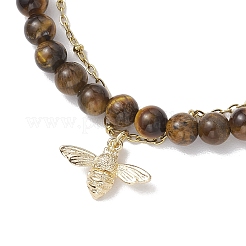 Круглые бусины из натурального камня с тигровым глазом&nbsp;BJEW-JB12034-01