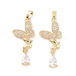 Латунные микропаве прозрачные подвески с фианитом&nbsp;KK-E068-VC412
