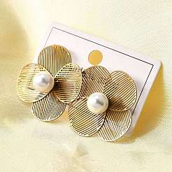 Серьги-гвоздики из пластика с имитацией жемчуга из нержавеющей стали 304&nbsp;EJEW-D308-07G