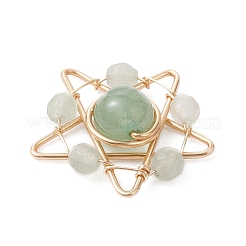 Подвески из медной проволоки с натуральным зеленым авантюрином&nbsp;PALLOY-TA00368-04