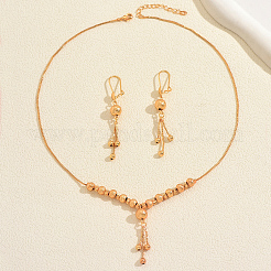 Винтажное латунное колье и серьги с круглыми бусинами и кисточками для женщин.&nbsp;VG0776