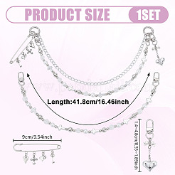 Алюминиевые цепочки и акриловые бусины двухслойные крестообразные декоративные цепочки для кошельков&nbsp;HJEW-NB00282