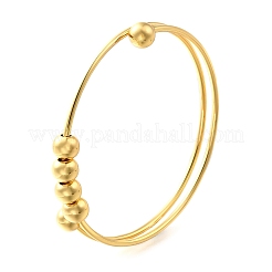 Регулируемые латунные круглые бусины браслеты-манжеты для женщин&nbsp;BJEW-U033-01G