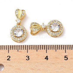 Латунный паве прозрачный кубический цирконий плоский круглый с подвесками в форме сердца&nbsp;KK-Q068-18G