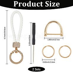 2 шт. брелок из искусственной кожи и сплава со стразами&nbsp;KEYC-CL0001-15B